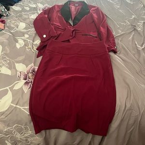 Burgundy Leather Trim Suit Set